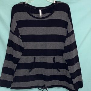 Kensie Black and Grey Striped Women's Top